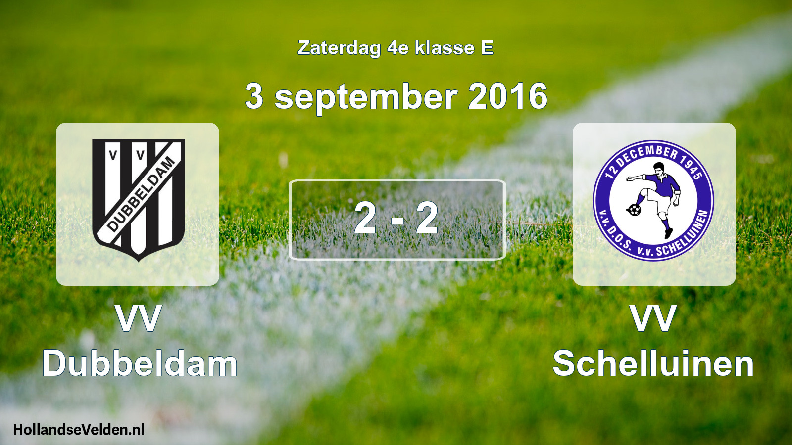 Total number of matches played: VV Dubbeldam - VV Schelluinen 2 - 2 (3 September 2016)