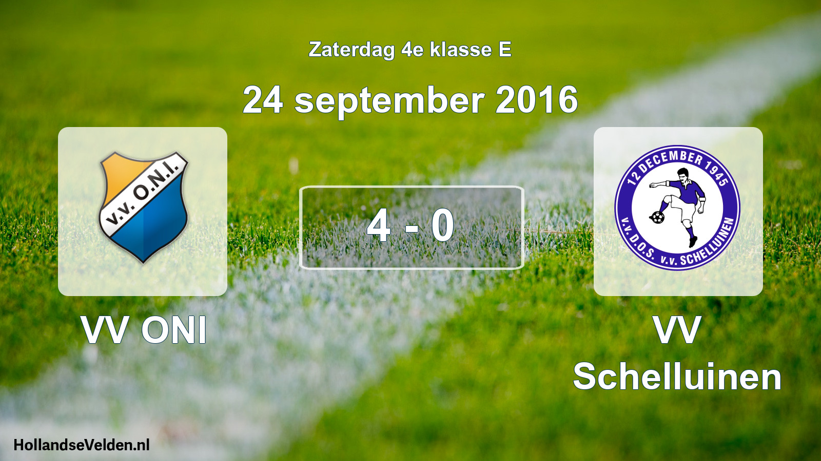 Total number of matches played: VV ONI - VV Schelluinen 4 - 0 (24 September 2016)