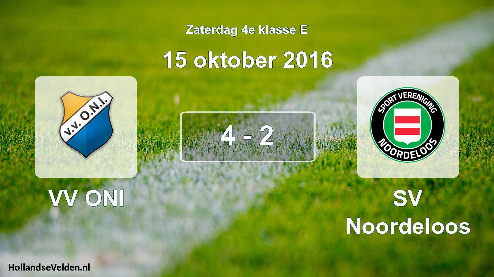 Total number of matches played: VV ONI - SV Noordeloos 4 - 2 (15 October 2016)