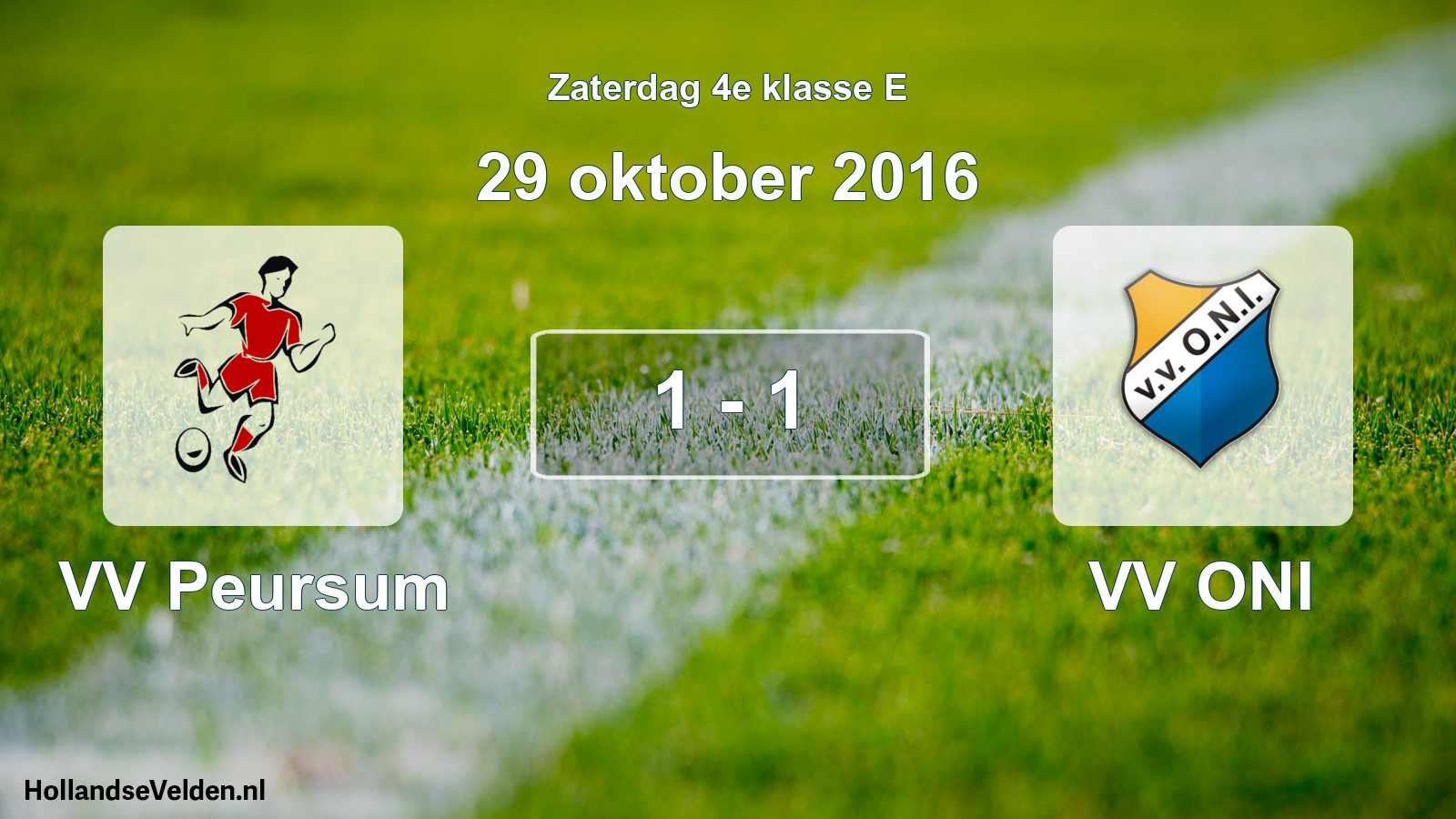 Total number of matches played: VV Peursum - VV ONI 1 - 1 (29 October 2016)