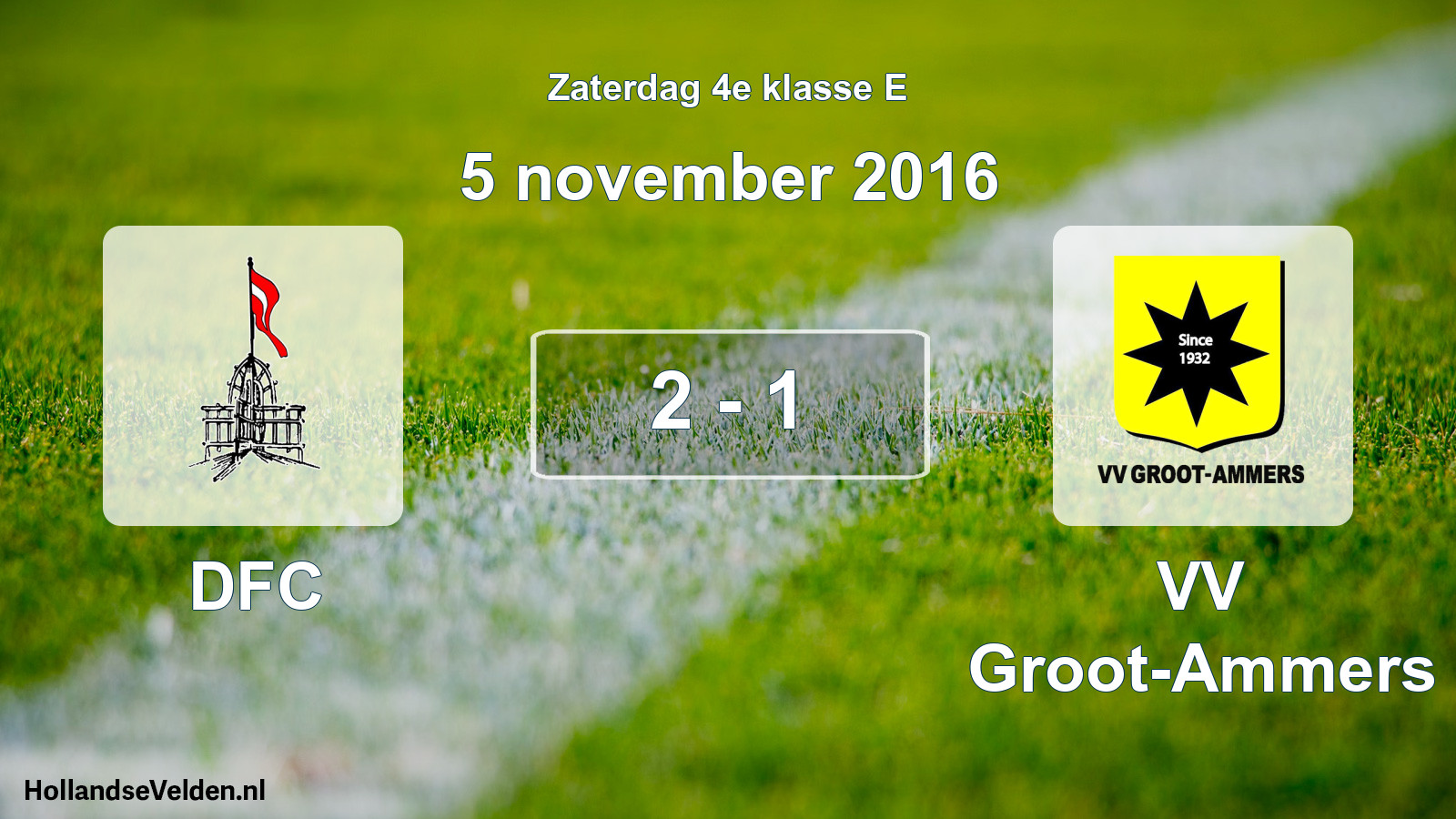 Total number of matches played: DFC - VV Groot-Ammers 2 - 1 (5 November 2016)