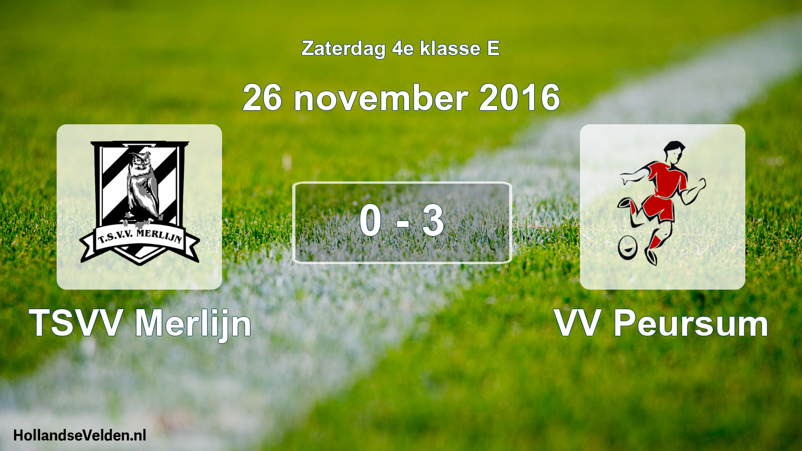 Total number of matches played: TSVV Merlijn - VV Peursum 0 - 3 (26 November 2016)