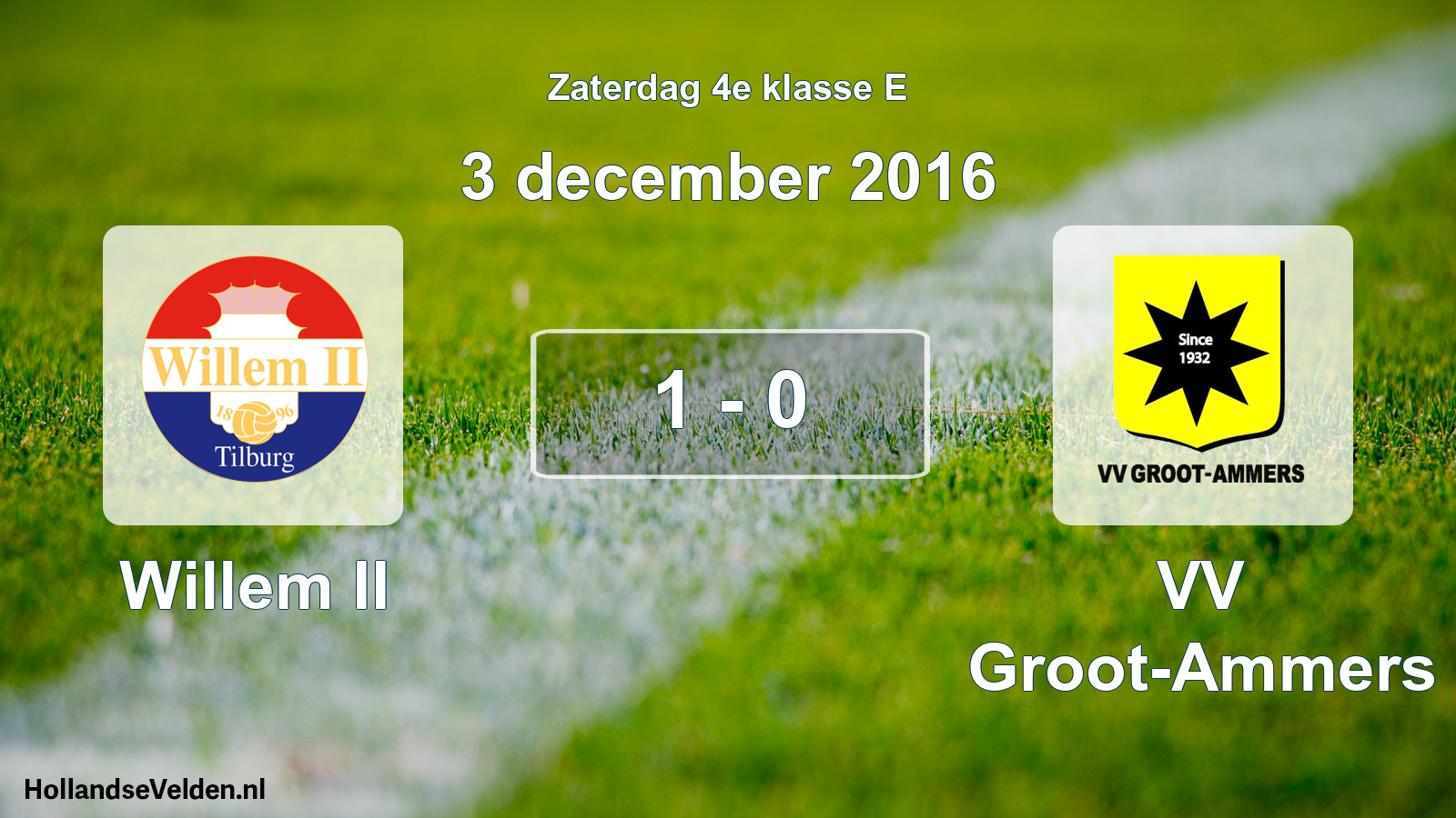 Total number of matches played: Willem II - VV Groot-Ammers 1 - 0 (3 December 2016)