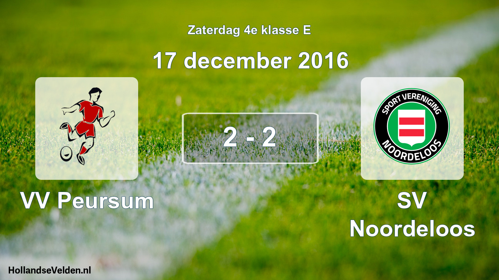 Total number of matches played: VV Peursum - SV Noordeloos 2 - 2 (17 December 2016)