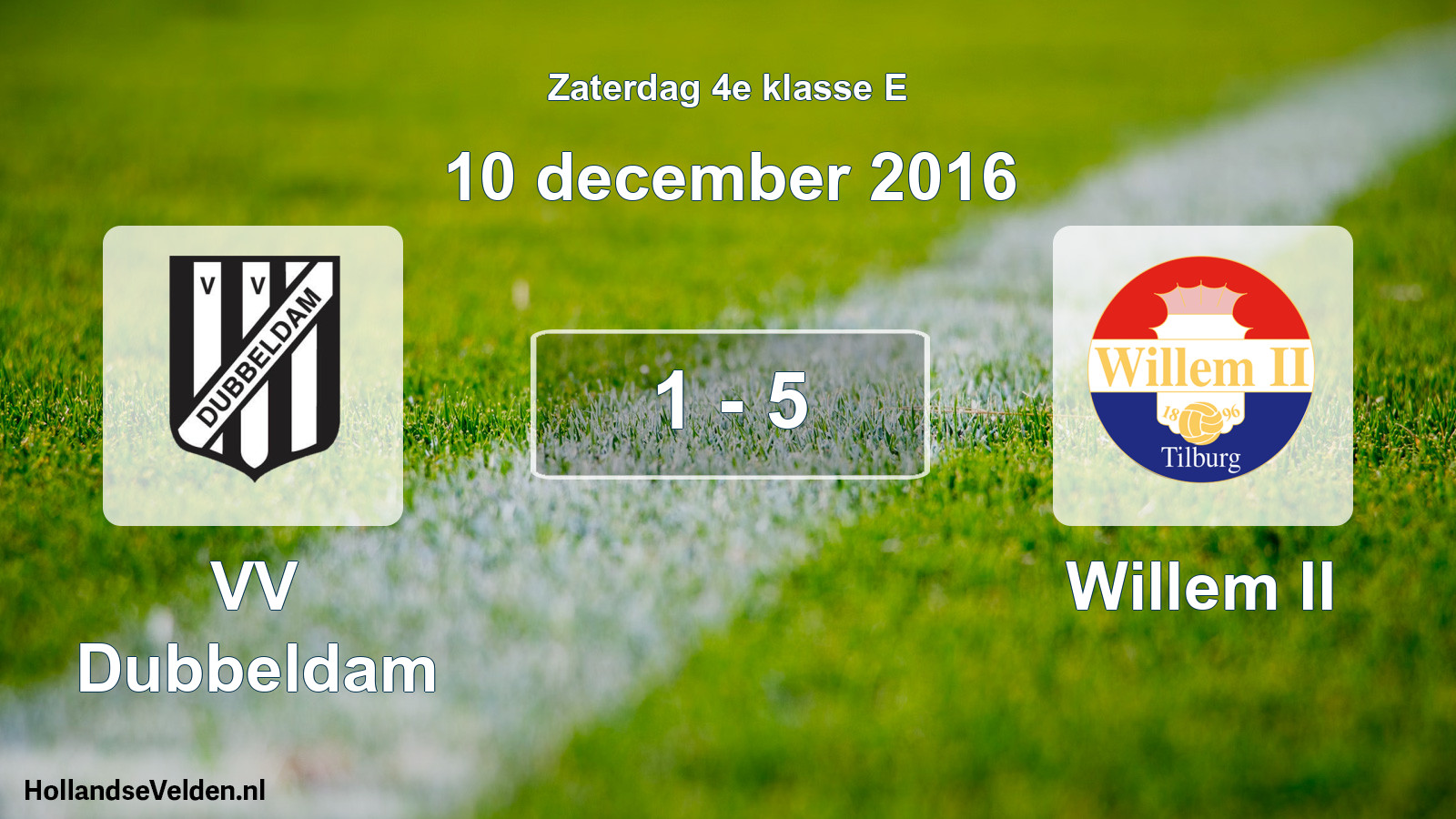 Total number of matches played: VV Dubbeldam - Willem II 1 - 5 (10 December 2016)
