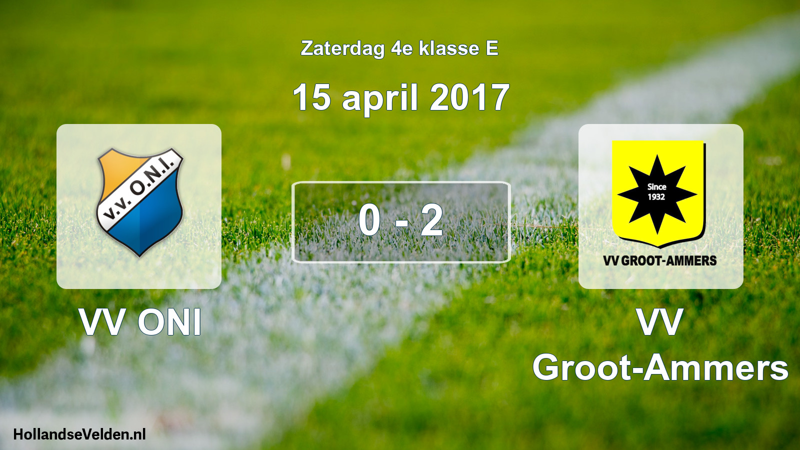 Total number of matches played: VV ONI - VV Groot-Ammers 0 - 2 (15 April 2017)