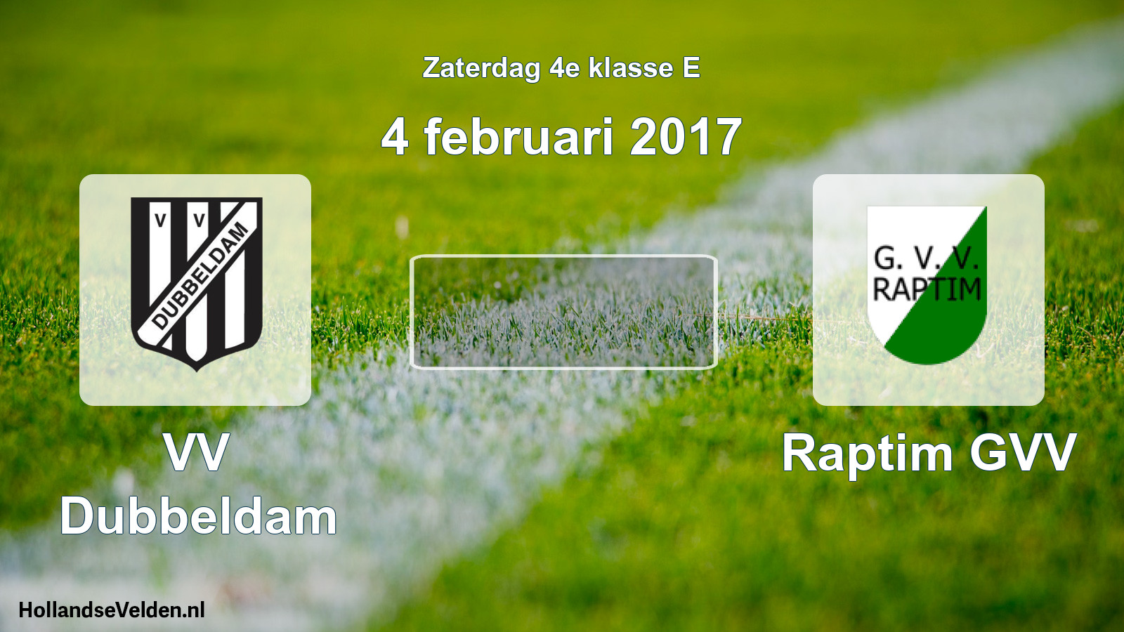 Scheduled Match: VV Dubbeldam - Raptim GVV (4 February 2017)