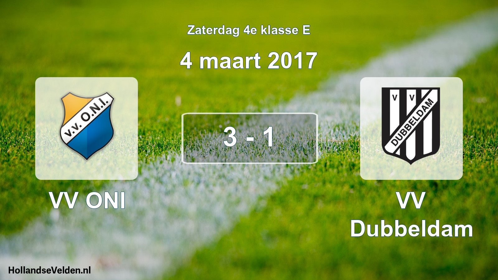 Total number of matches played: VV ONI - VV Dubbeldam 3 - 1 (4 March 2017)