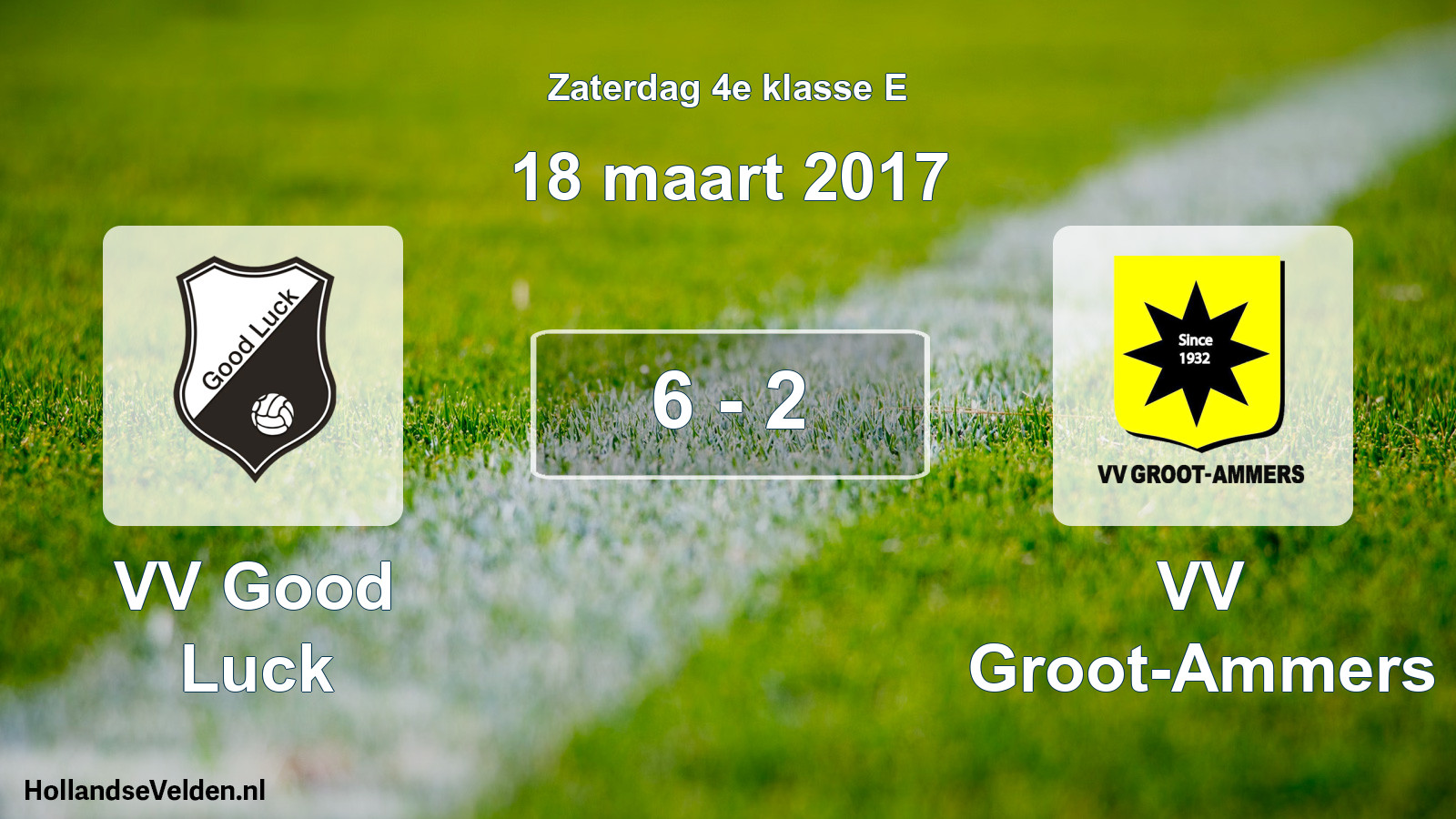 Total number of matches played: VV Good Luck - VV Groot-Ammers 6 - 2 (18 March 2017)