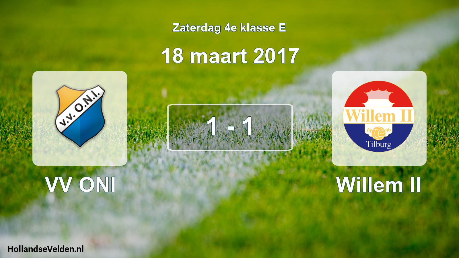 Total number of matches played: VV ONI - Willem II 1 - 1 (18 March 2017)