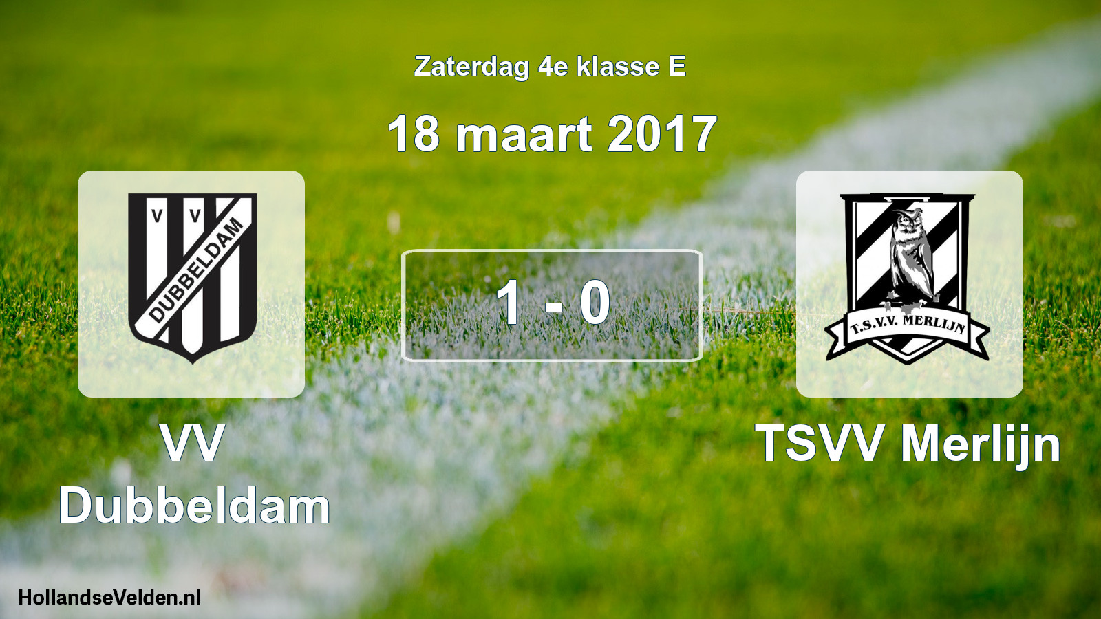 Total number of matches played: VV Dubbeldam - TSVV Merlijn 1 - 0 (18 March 2017)