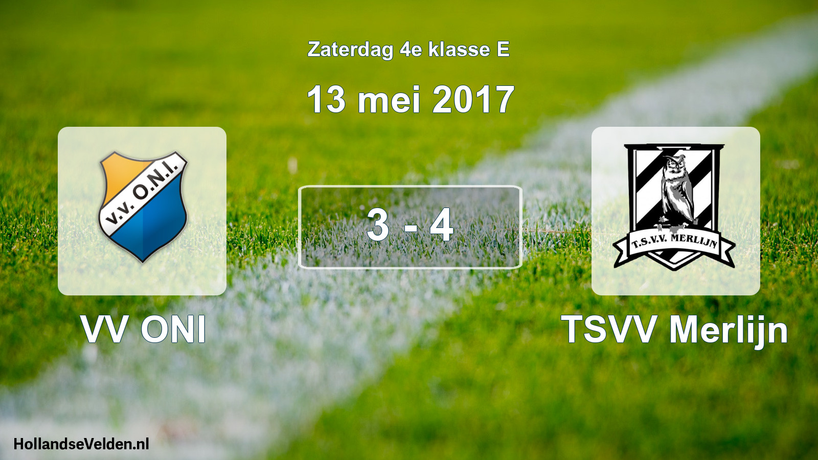 Total number of matches played: VV ONI - TSVV Merlijn 3 - 4 (13 May 2017)