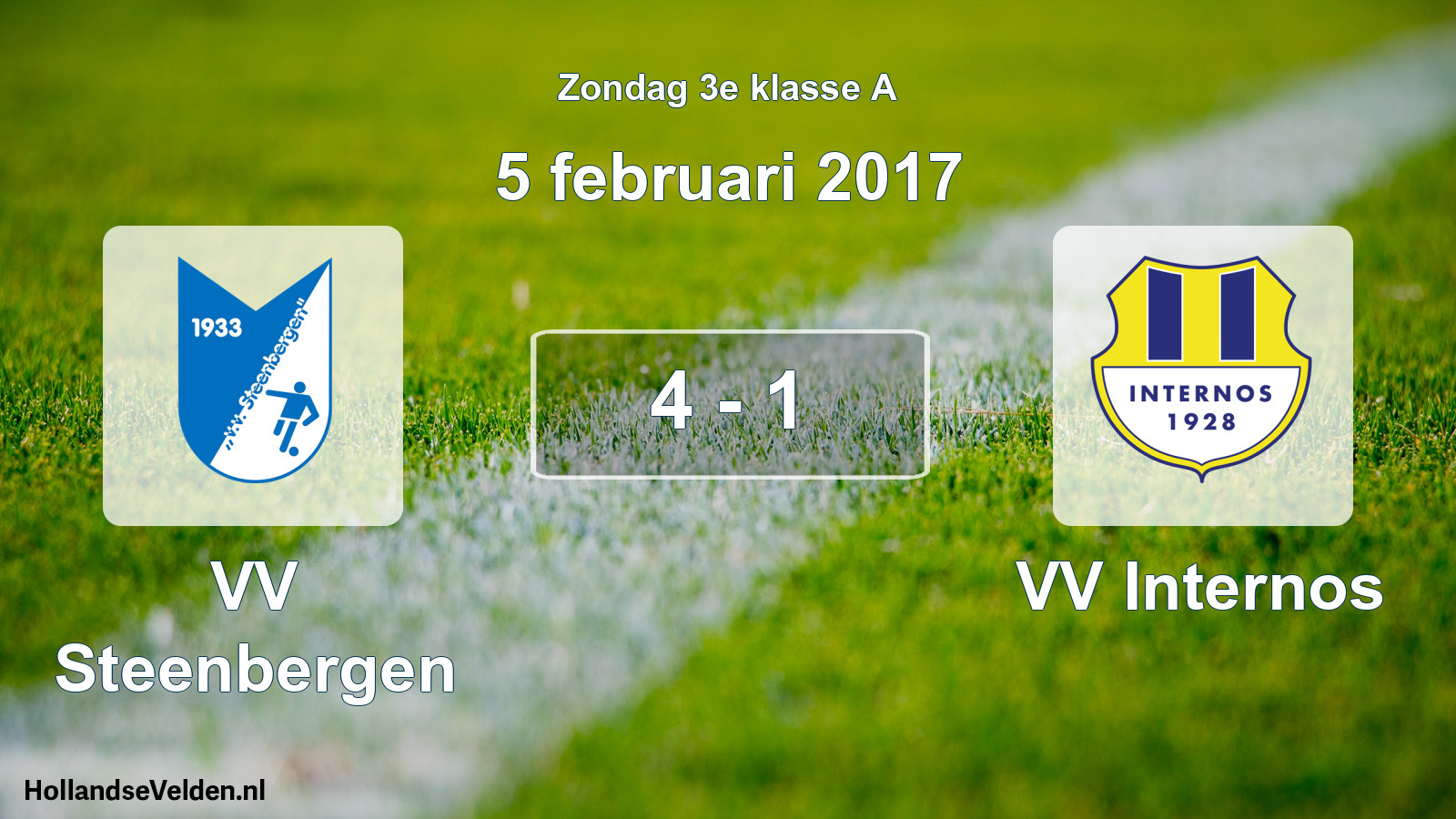 Total number of matches played: VV Steenbergen - VV Internos 4 - 1 (5 February 2017)