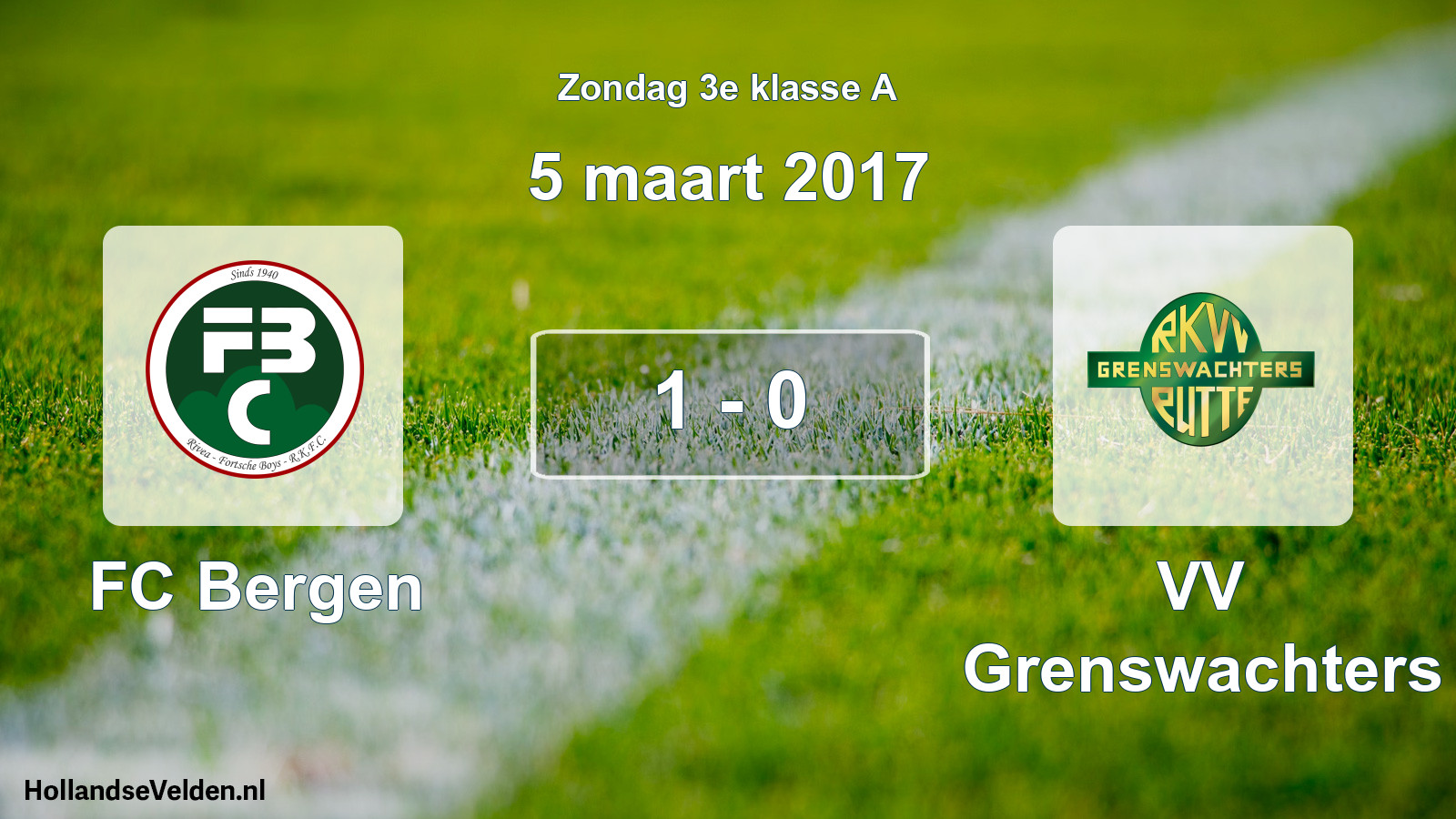 Total number of matches played: FC Bergen - VV Grenswachters 1 - 0 (5 March 2017)