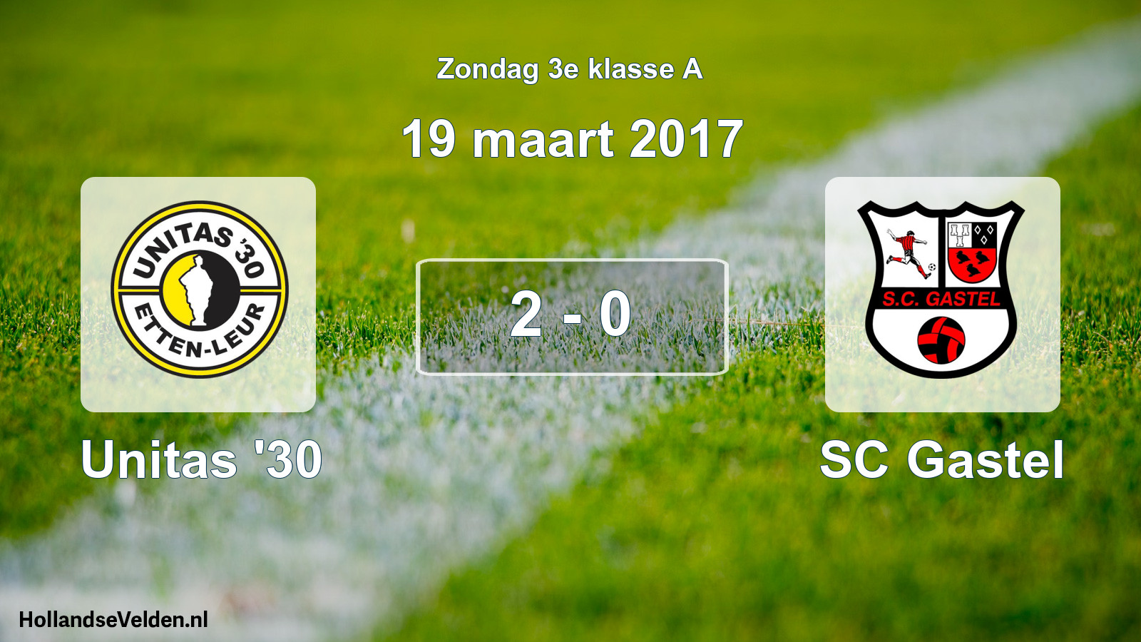 Total number of matches played: Unitas '30 - SC Gastel 2 - 0 (19 March 2017)