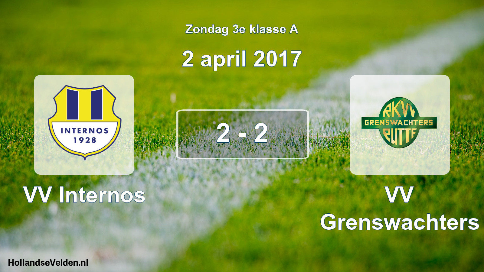 Total number of matches played: VV Internos - VV Grenswachters 2 - 2 (2 April 2017)