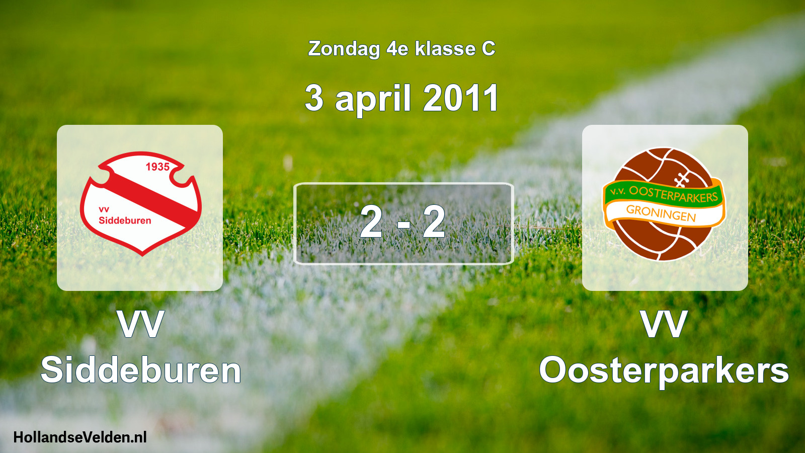 Total number of matches played: VV Siddeburen - VV Oosterparkers 2 - 2 (3 April 2011)