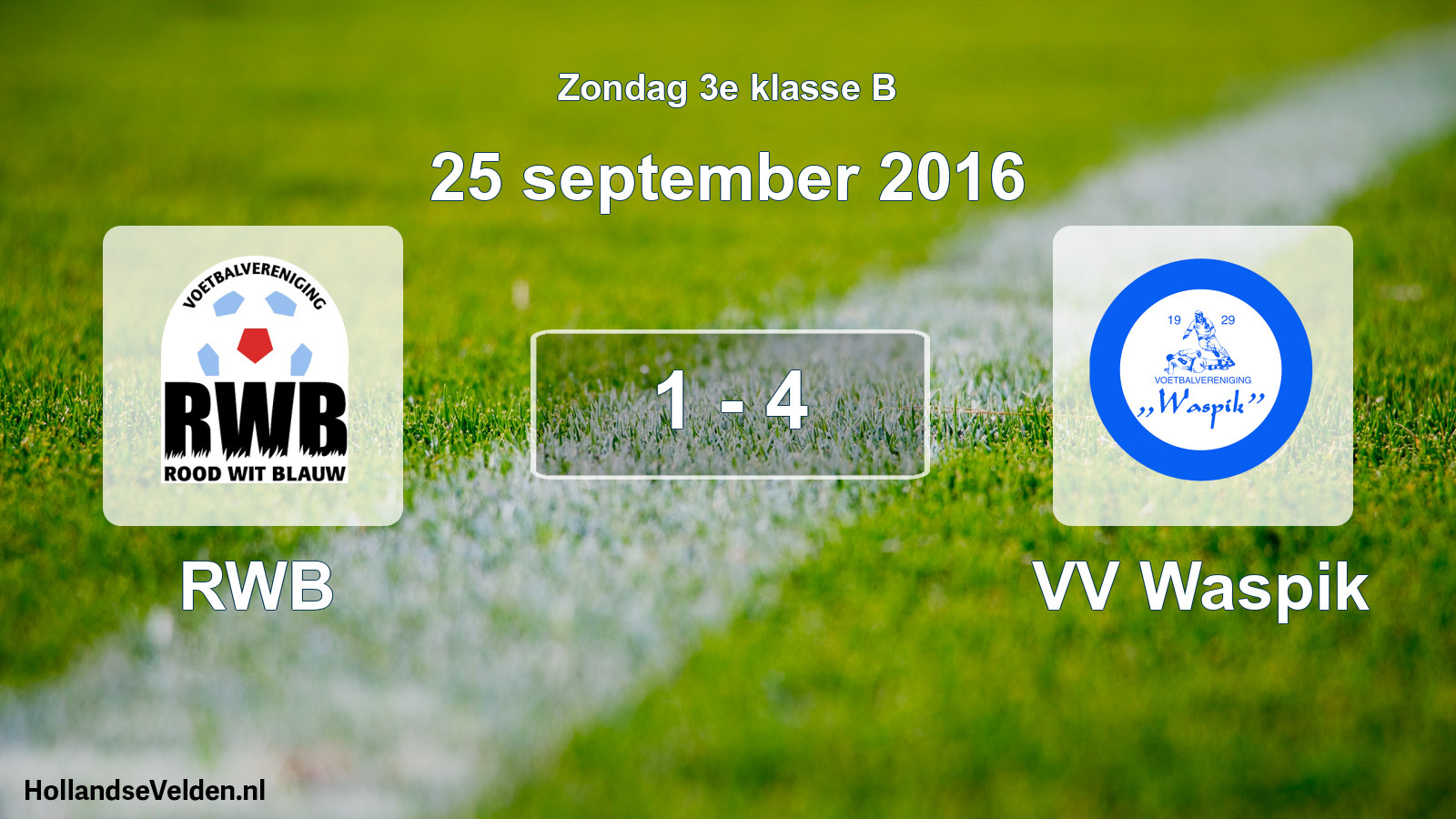 Total number of matches played: RWB - VV Waspik 1 - 4 (25 September 2016)