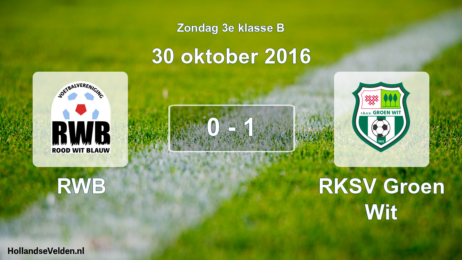 Total number of matches played: RWB - RKSV Groen Wit 0 - 1 (30 October 2016)