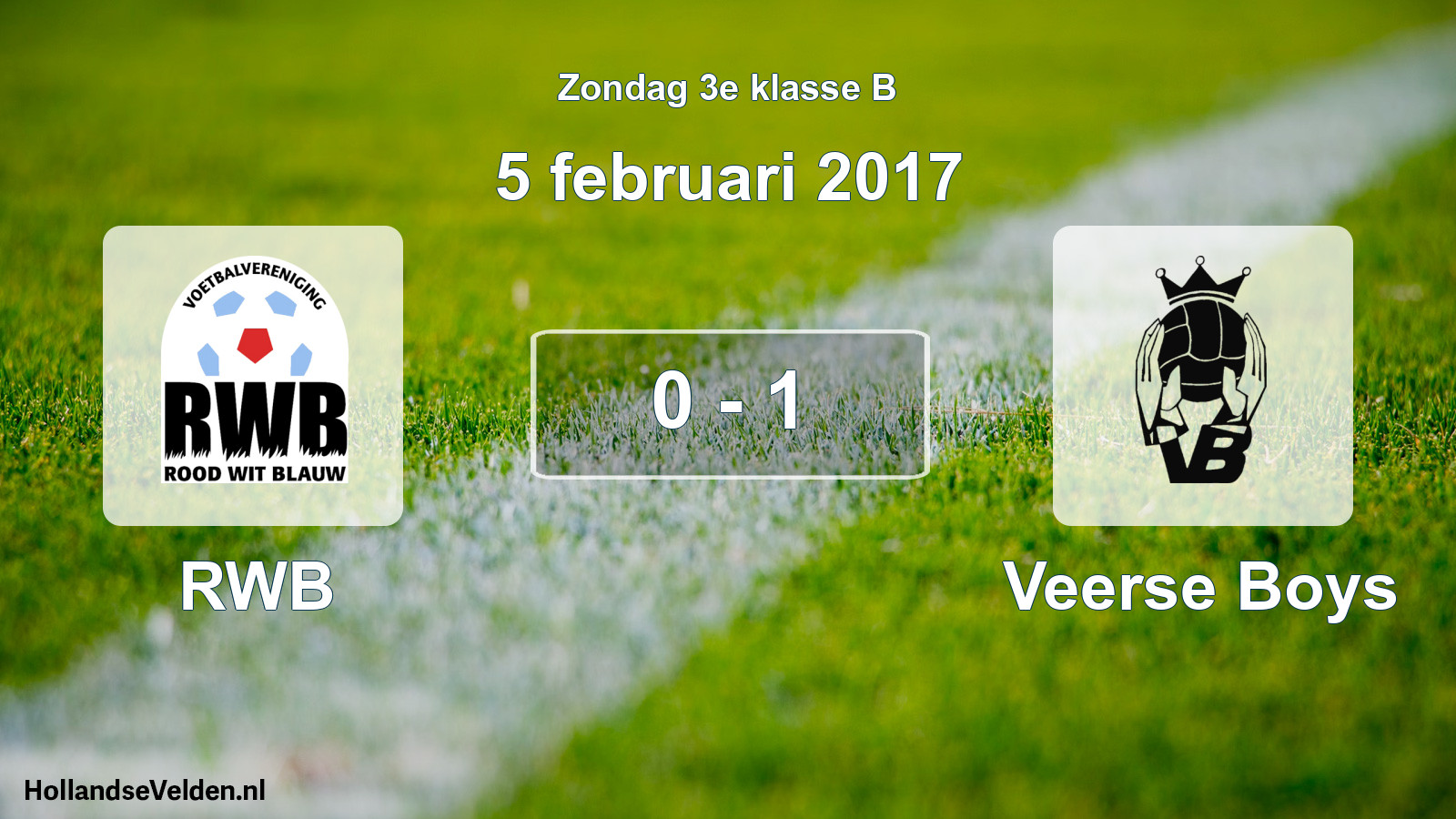 Total number of matches played: RWB - Veerse Boys 0 - 1 (5 February 2017)
