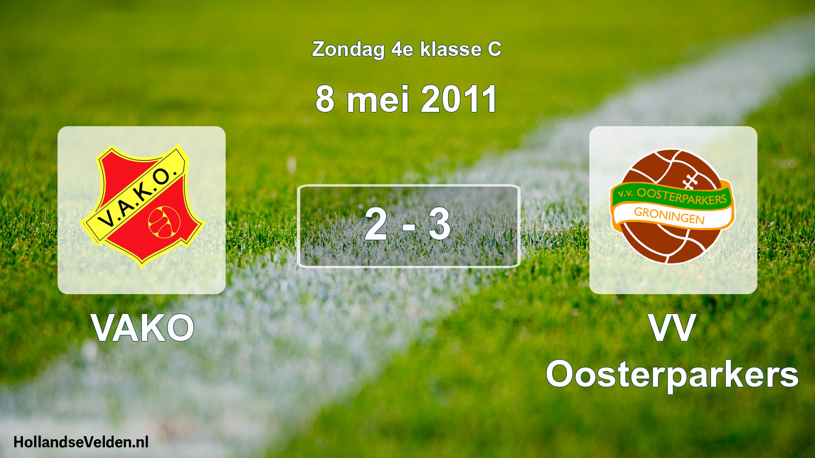 Total number of matches played: VAKO - VV Oosterparkers 2 - 3 (8 May 2011)