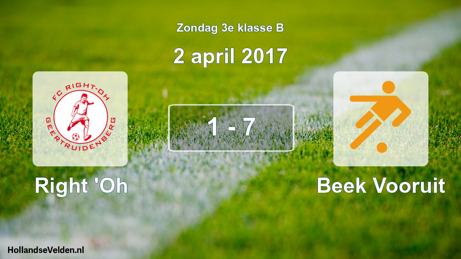 Total number of matches played: Right 'Oh - Beek Vooruit 1 - 7 (2 April 2017)