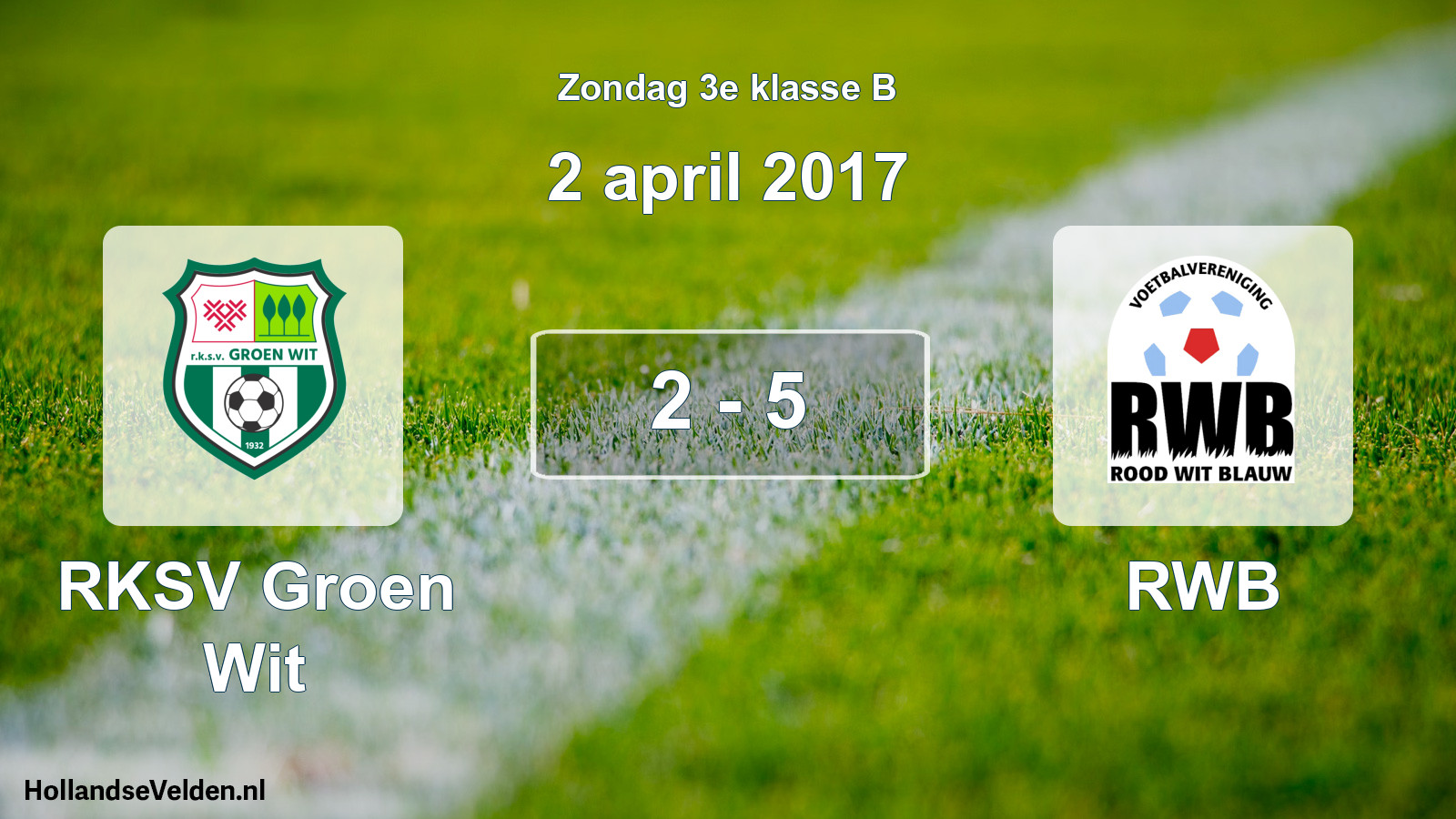 Total number of matches played: RKSV Groen Wit - RWB 2 - 5 (2 April 2017)