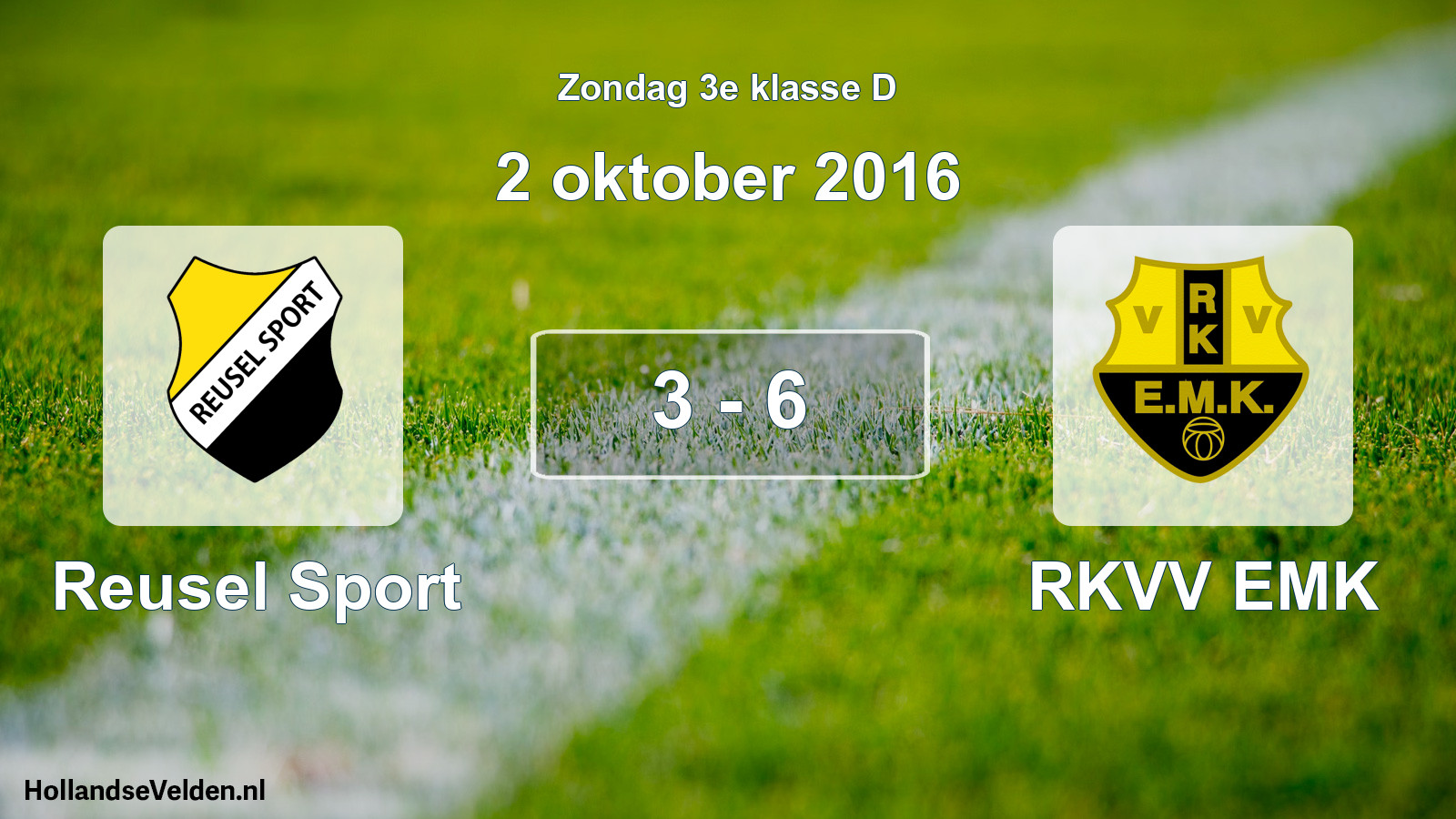 Total number of matches played: Reusel Sport - RKVV EMK 3 - 6 (2 October 2016)