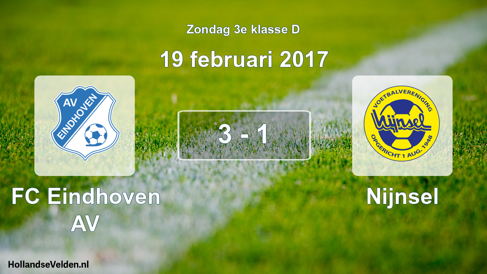 Total number of matches played: FC Eindhoven AV - Nijnsel 3 - 1 (19 February 2017)