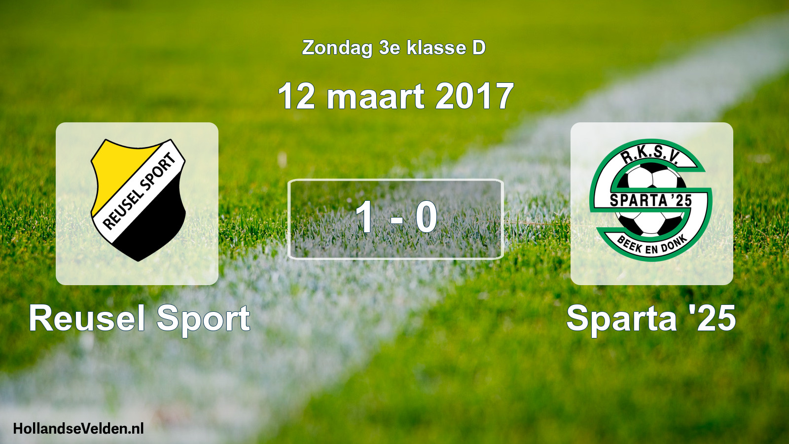 Total number of matches played: Reusel Sport - Sparta '25 1 - 0 (12 March 2017)