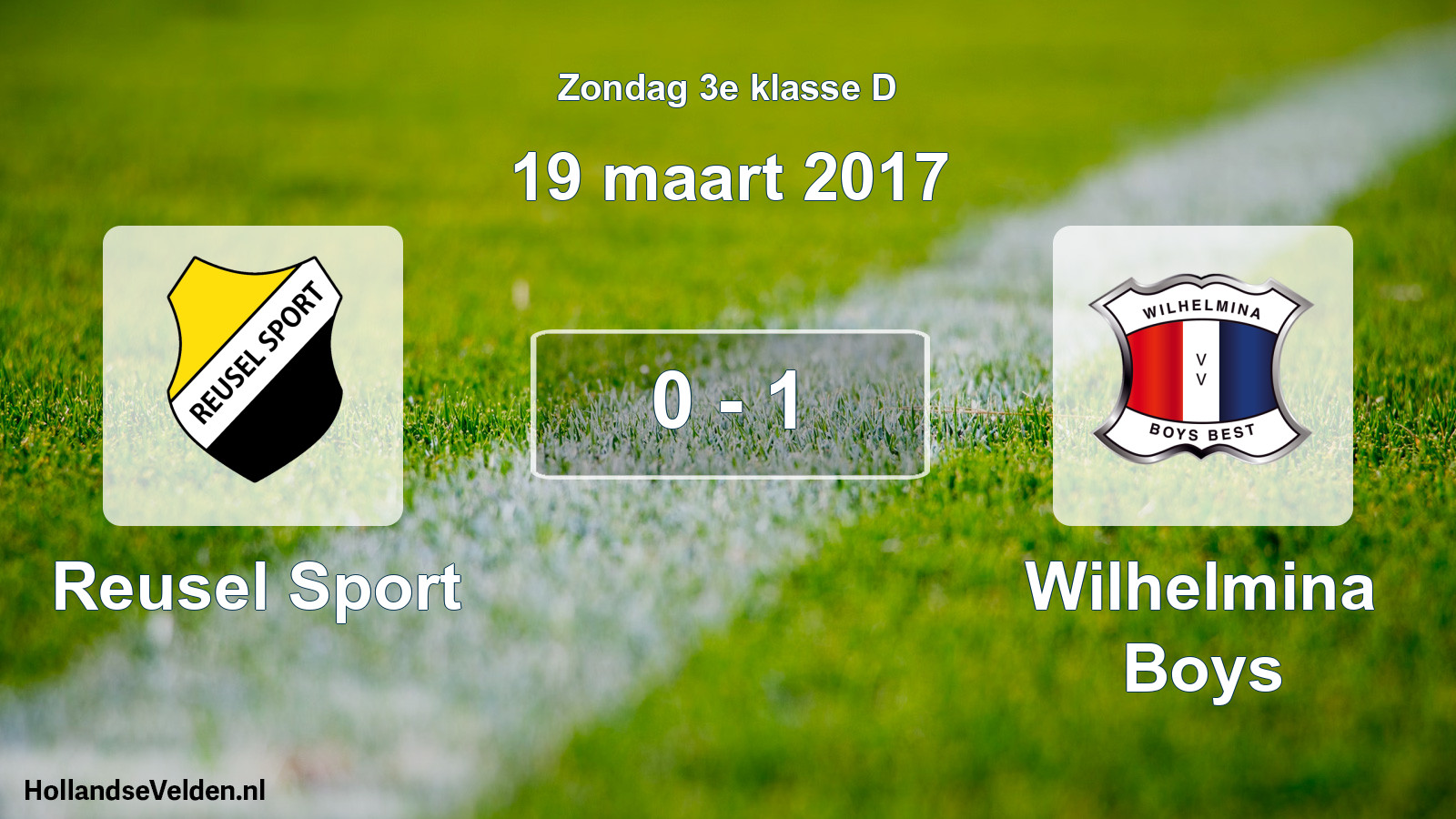 Total number of matches played: Reusel Sport - Wilhelmina Boys 0 - 1 (19 March 2017)