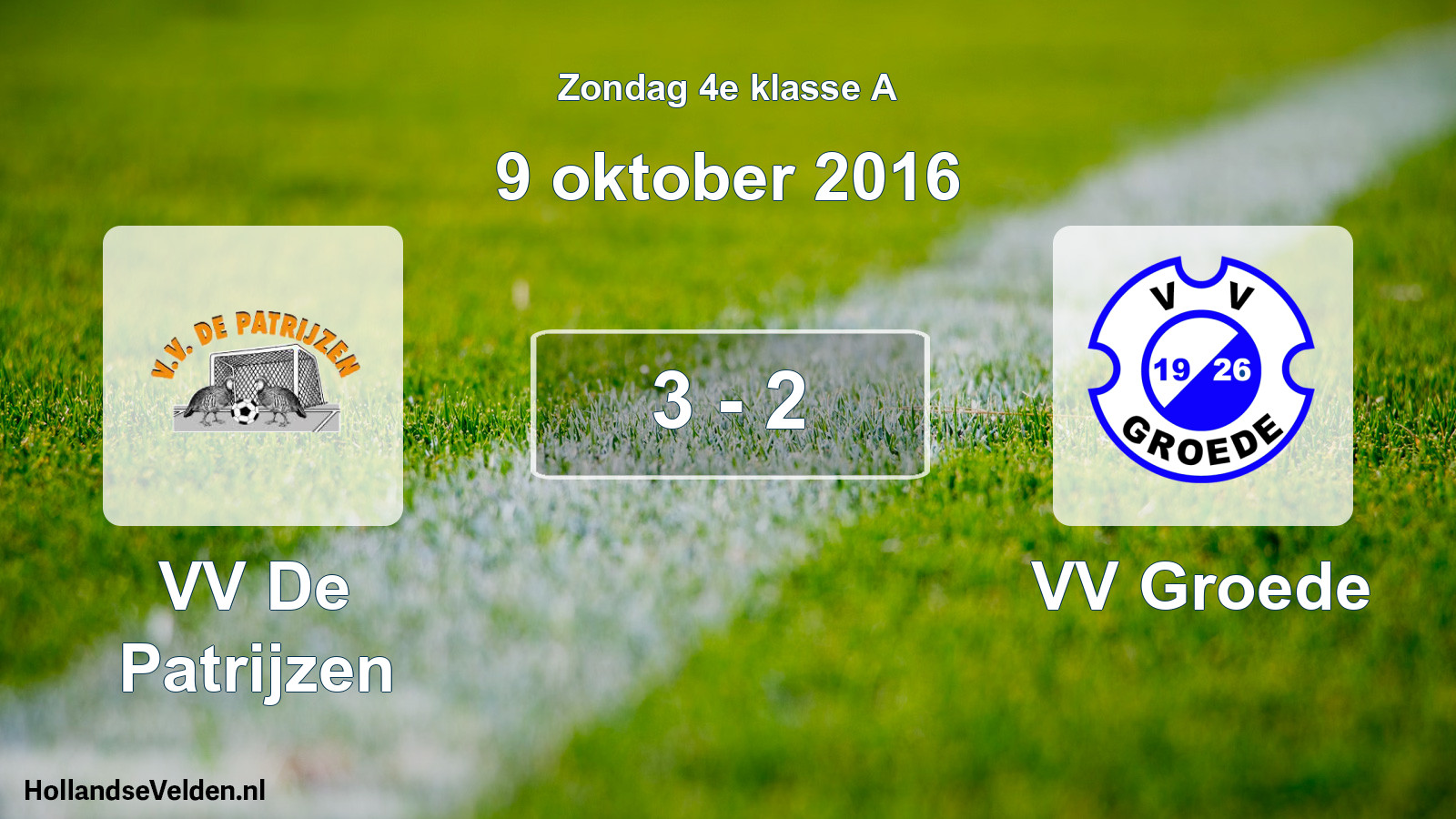 Total number of matches played: VV De Patrijzen - VV Groede 3 - 2 (9 October 2016)