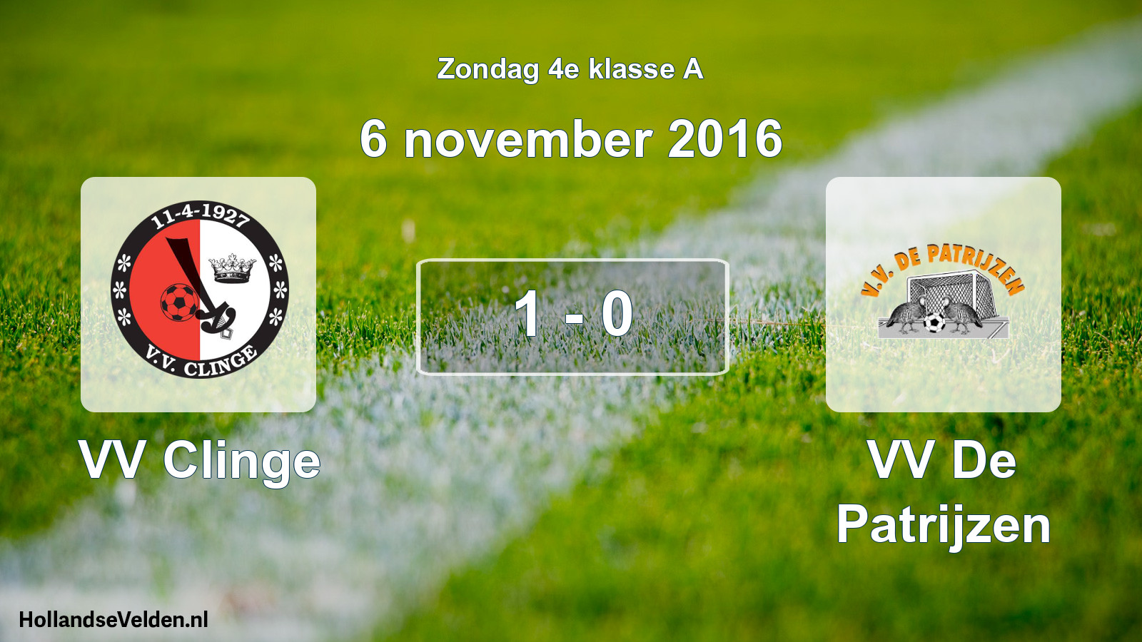 Total number of matches played: VV Clinge - VV De Patrijzen 1 - 0 (6 November 2016)