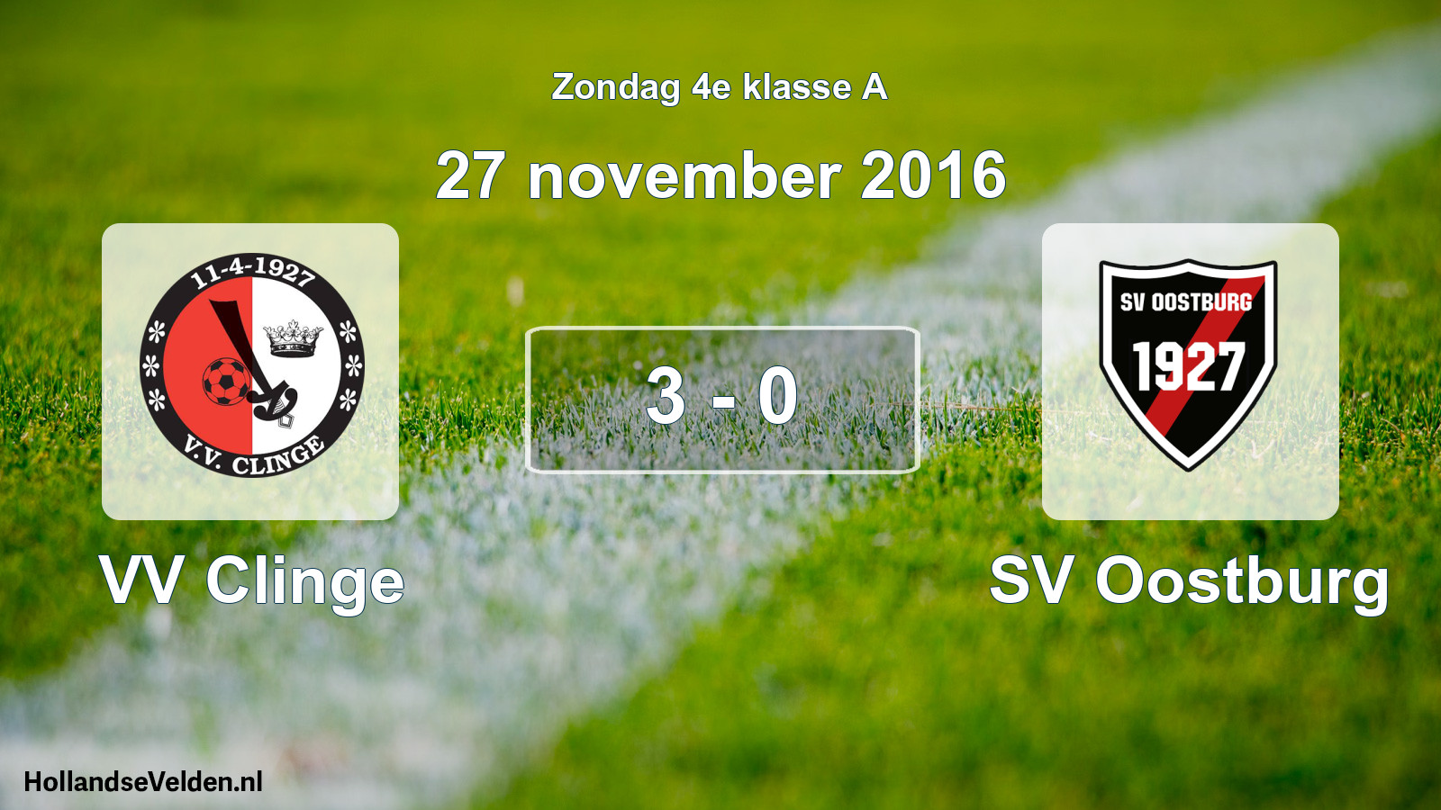 Total number of matches played: VV Clinge - SV Oostburg 3 - 0 (27 November 2016)