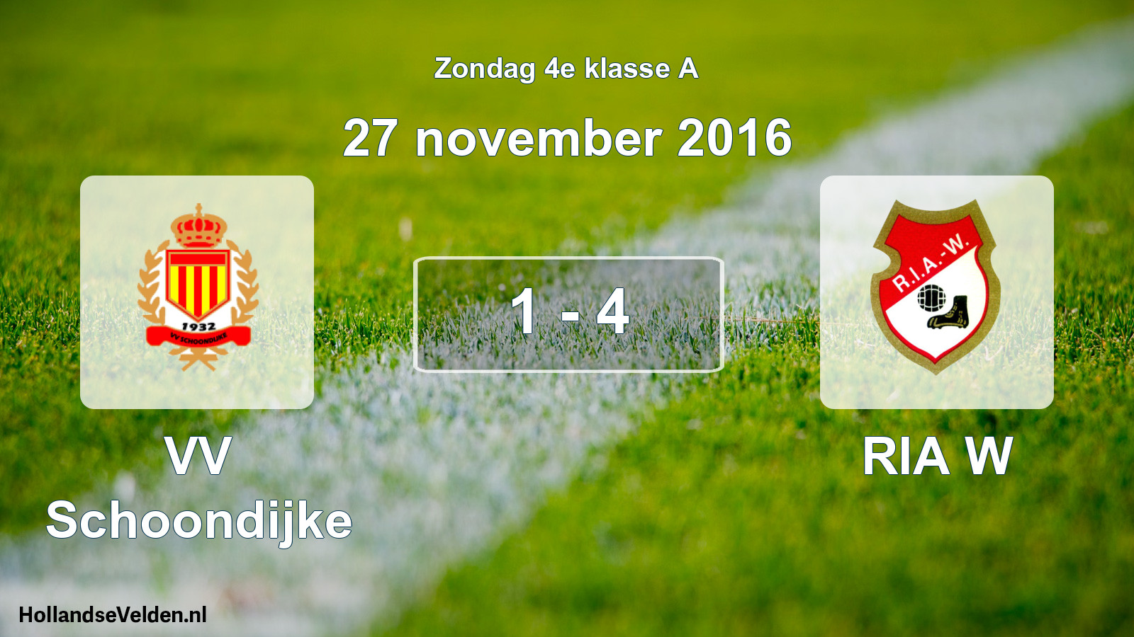 Total number of matches played: VV Schoondijke - RIA W 1 - 4 (27 November 2016)