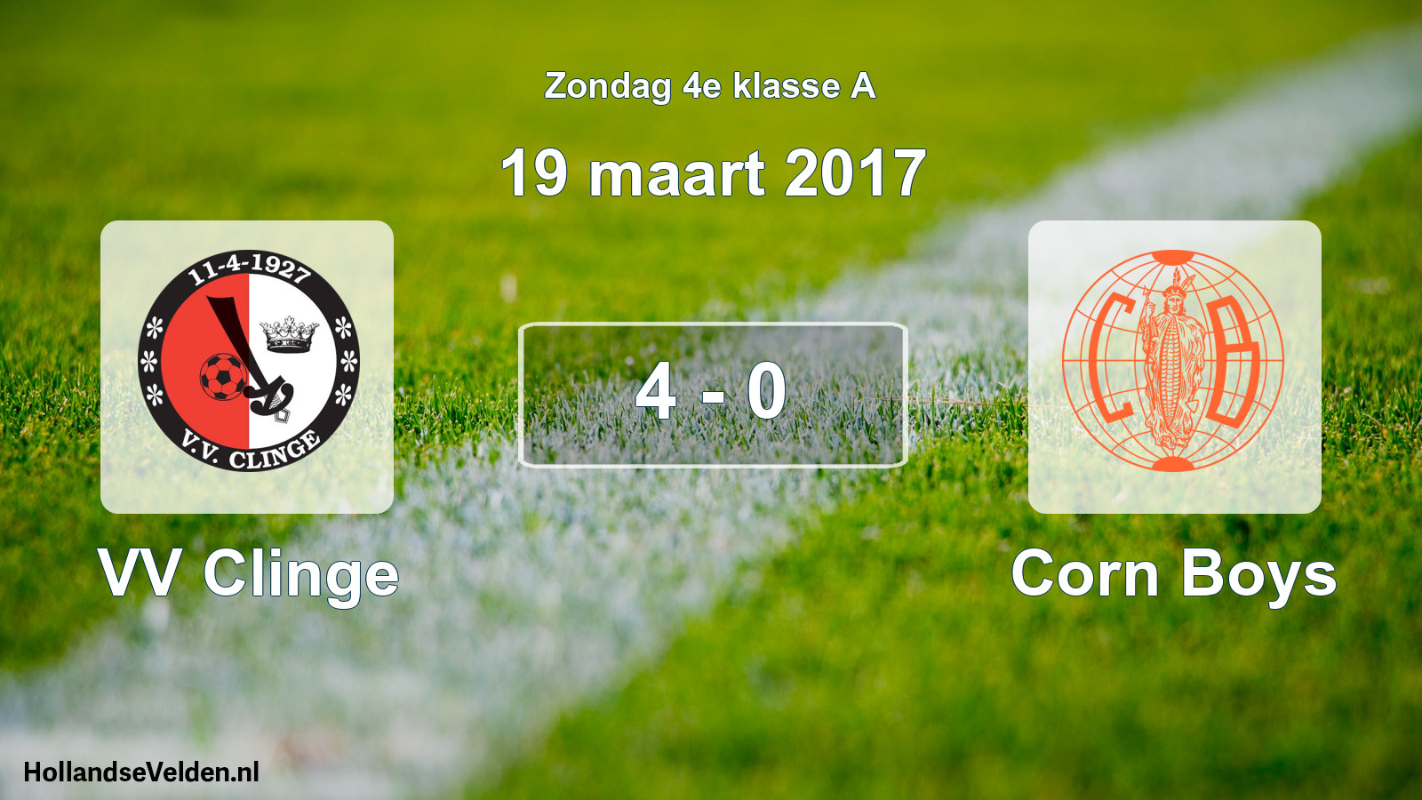 Total number of matches played: VV Clinge - Corn Boys 4 - 0 (19 March 2017)