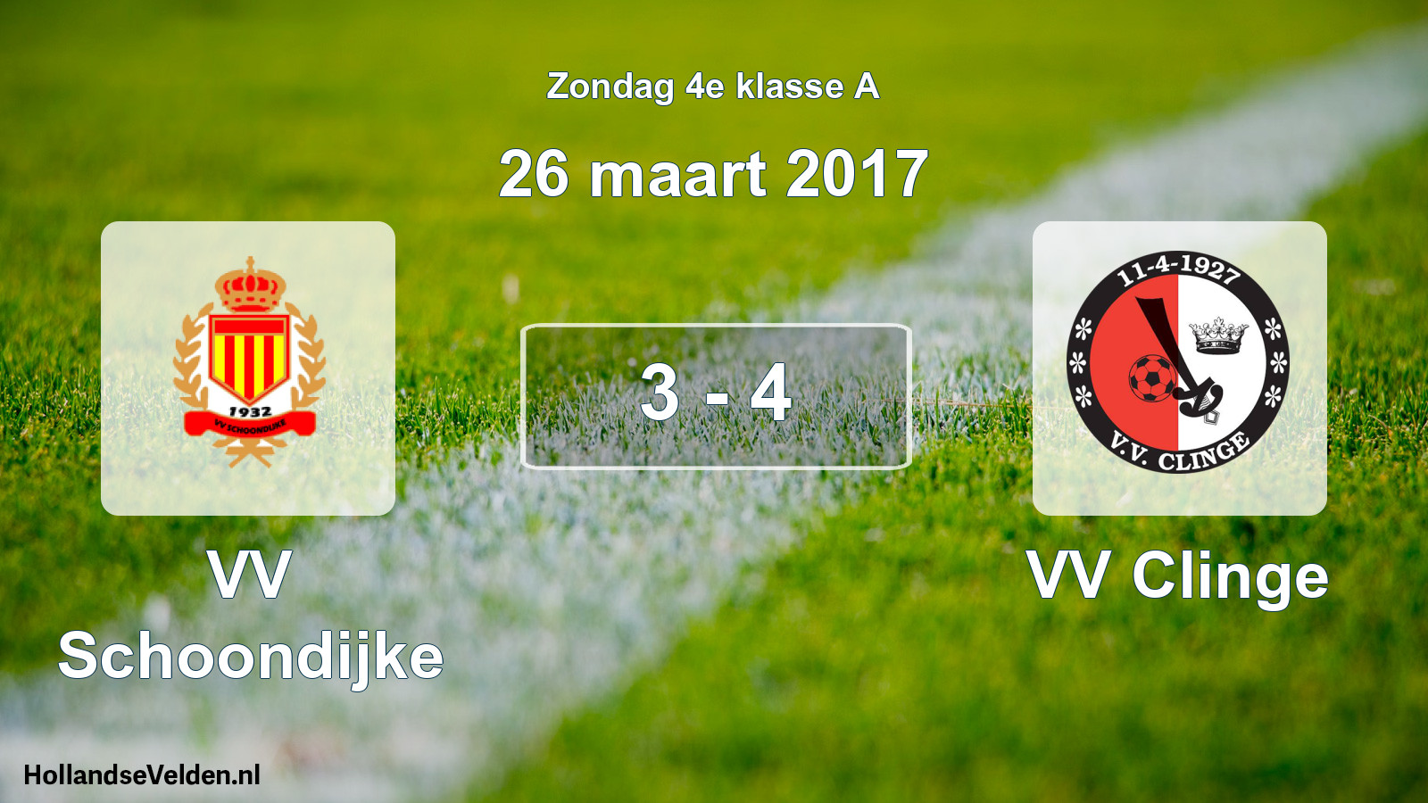 Total number of matches played: VV Schoondijke - VV Clinge 3 - 4 (26 March 2017)