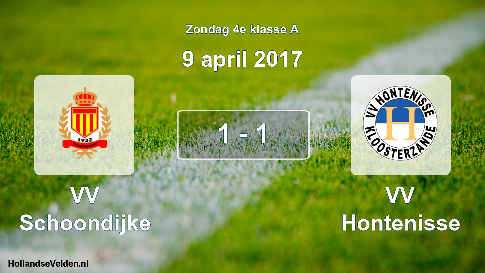 Total number of matches played: VV Schoondijke - VV Hontenisse 1 - 1 (9 April 2017)
