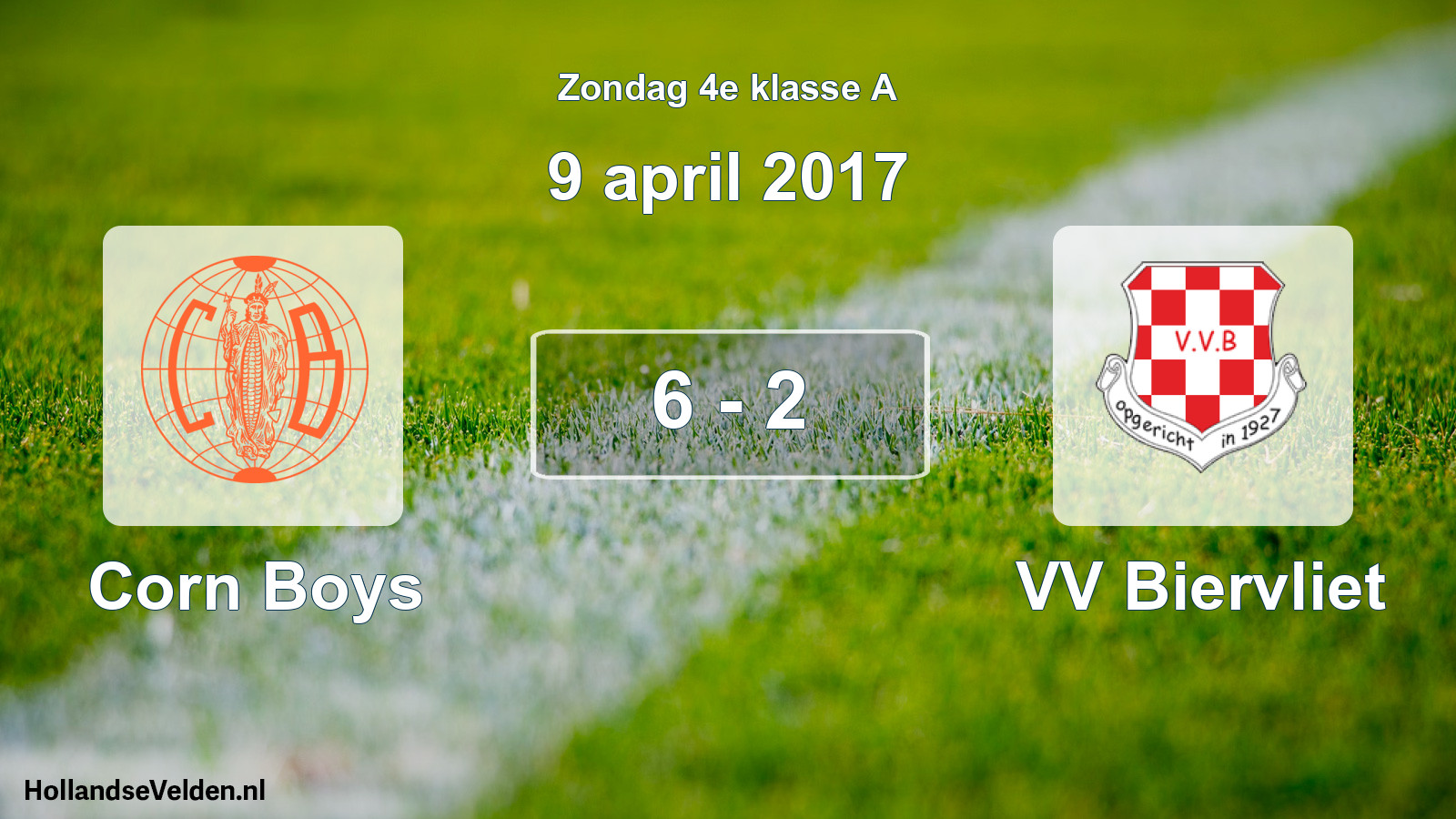 Total number of matches played: Corn Boys - VV Biervliet 6 - 2 (9 April 2017)
