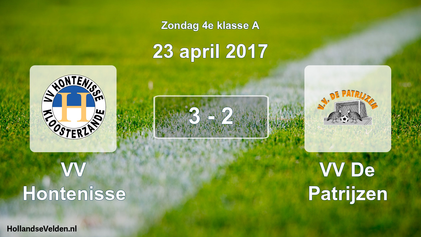 Total number of matches played: VV Hontenisse - VV De Patrijzen 3 - 2 (23 April 2017)