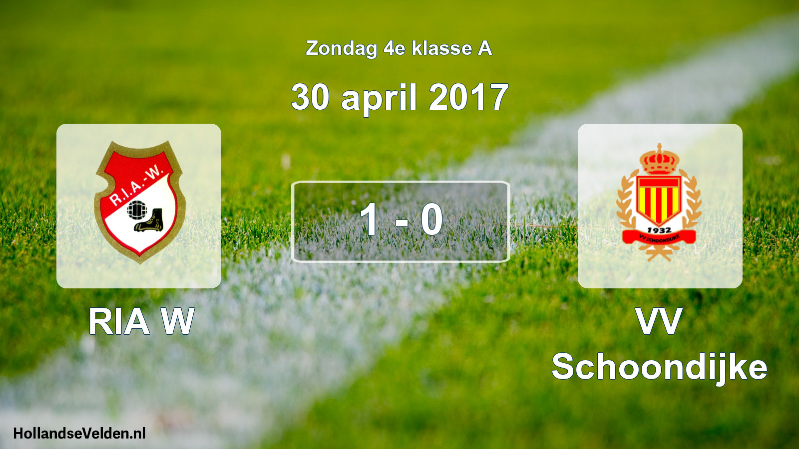Total number of matches played: RIA W - VV Schoondijke 1 - 0 (30 April 2017)