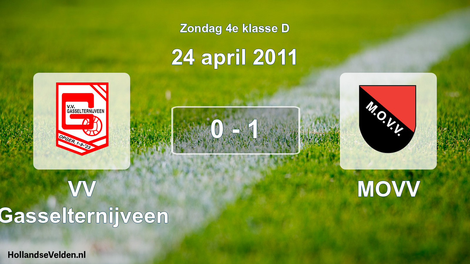 Total number of matches played: VV Gasselternijveen - MOVV 0 - 1 (24 April 2011)