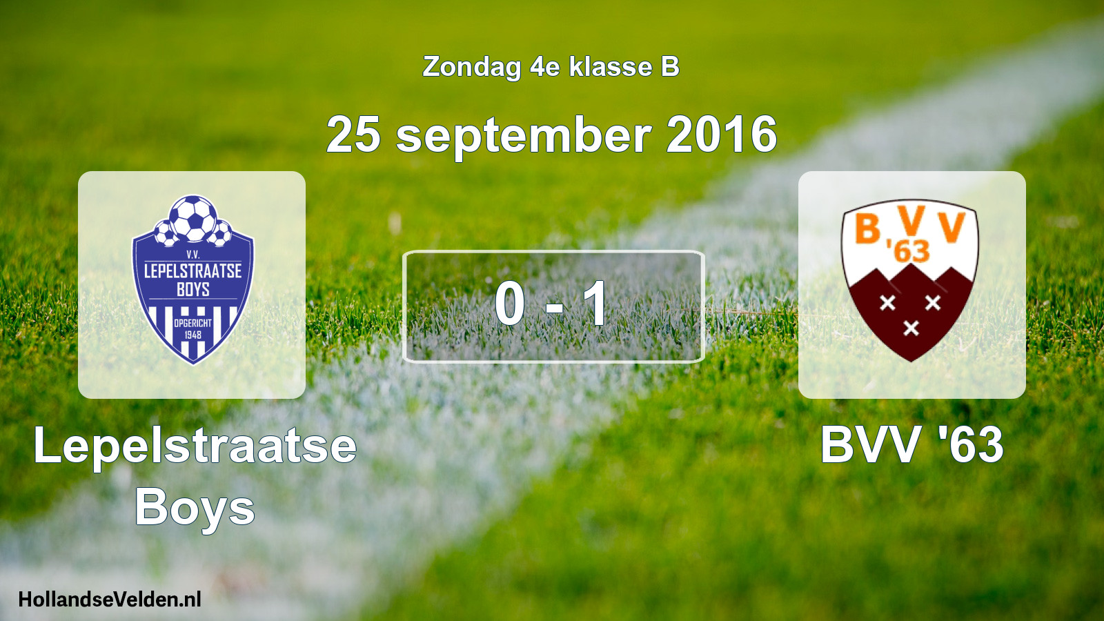 Total number of matches played: Lepelstraatse Boys - BVV '63 0 - 1 (25 September 2016)