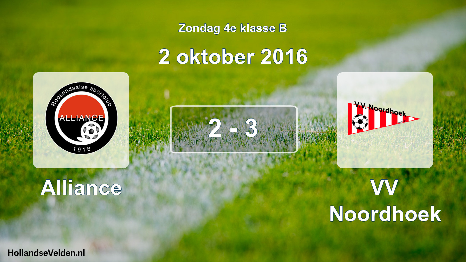 Total number of matches played: Alliance - VV Noordhoek 2 - 3 (2 October 2016)