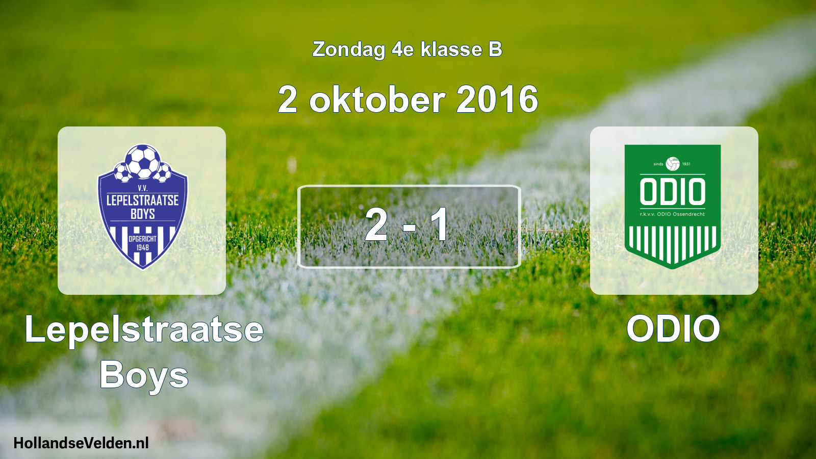 Total number of matches played: Lepelstraatse Boys - ODIO 2 - 1 (2 October 2016)