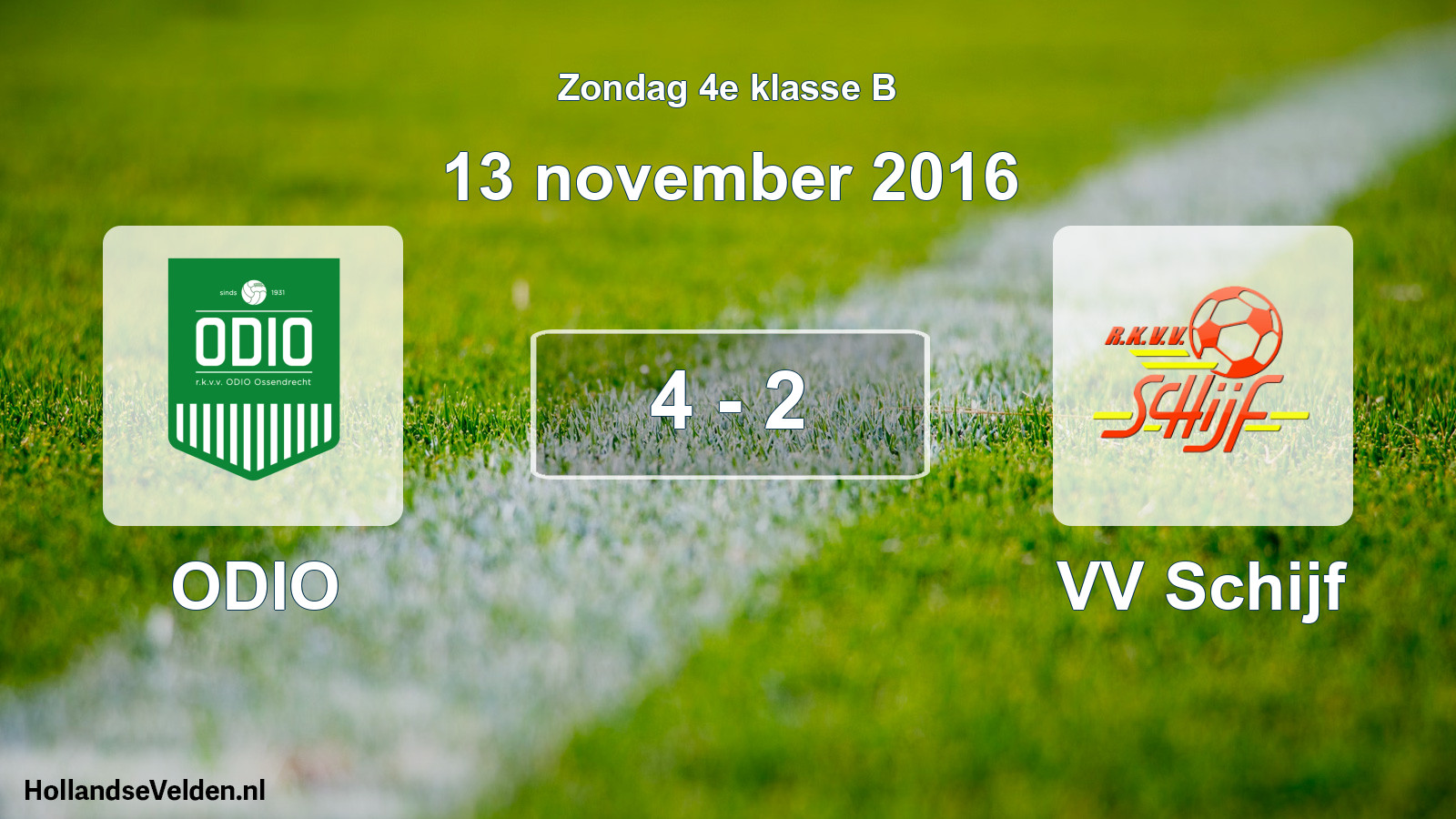 Total number of matches played: ODIO - VV Schijf 4 - 2 (13 November 2016)