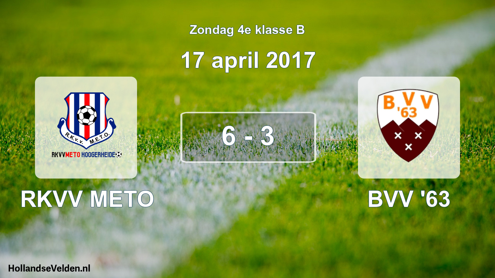 Total number of matches played: RKVV METO - BVV '63 6 - 3 (17 April 2017)