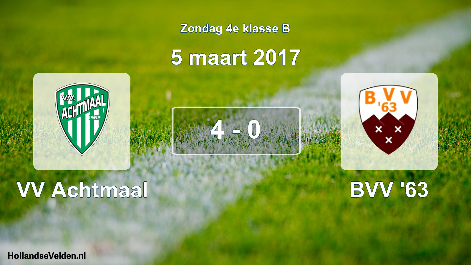 Total number of matches played: VV Achtmaal - BVV '63 4 - 0 (5 March 2017)