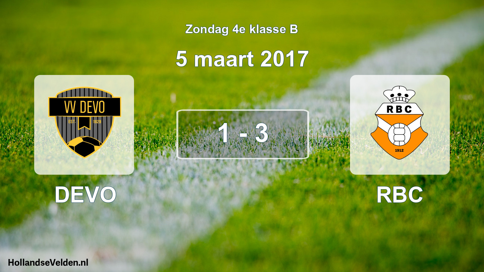 Total number of matches played: DEVO - RBC 1 - 3 (5 March 2017)