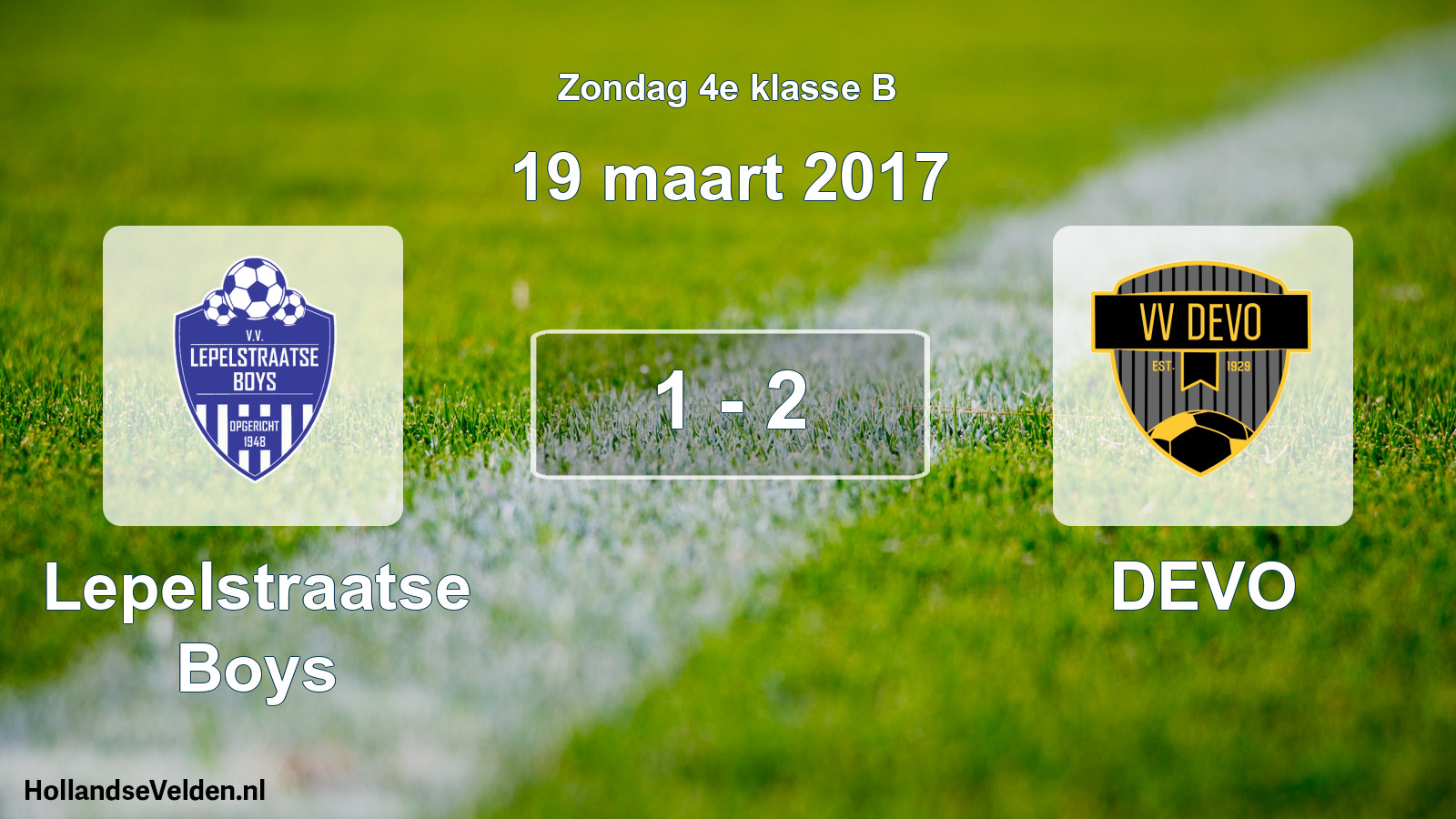 Total number of matches played: Lepelstraatse Boys - DEVO 1 - 2 (19 March 2017)